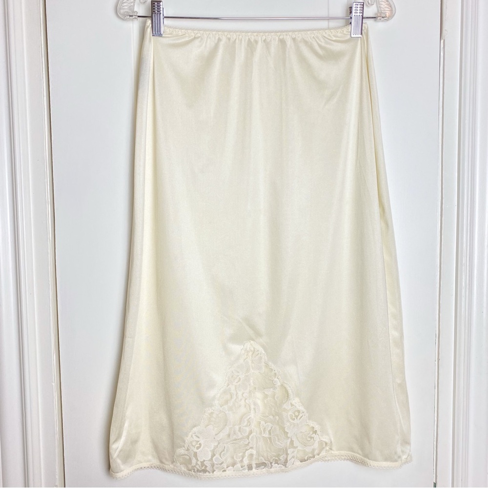 Vintage Cream Slip Skirt S